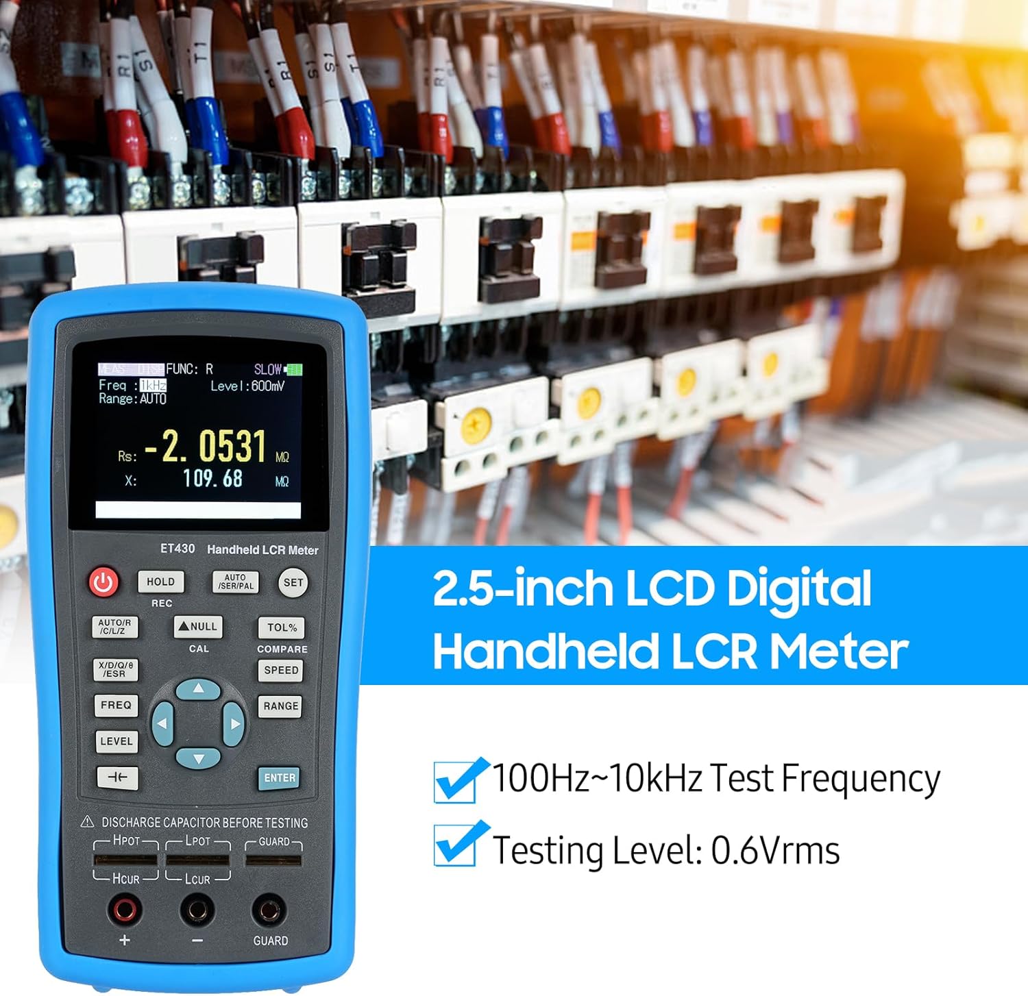 Irfora 2.5-inch LCD Digital Handheld 100kHz LCR Meter LCR Multimeter Tester for Inductance acitance Resistance Measuring 0.6 Vrms
