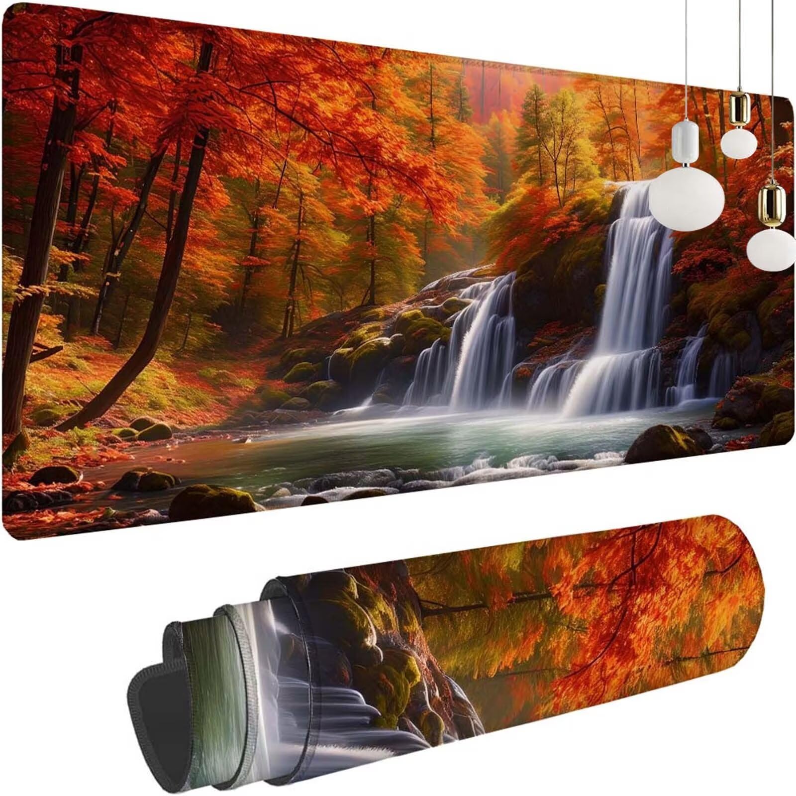 Alfombrilla Ratón Caer Escena Alfombrilla Ratón XXL 1400x600x3mm Mouse Pad Resiste Salpicaduras, Extendida de Gran Tamaño con Bordes Cosidos, Mejora Precisión y Velocidad,Antideslizante,Duradera y-377