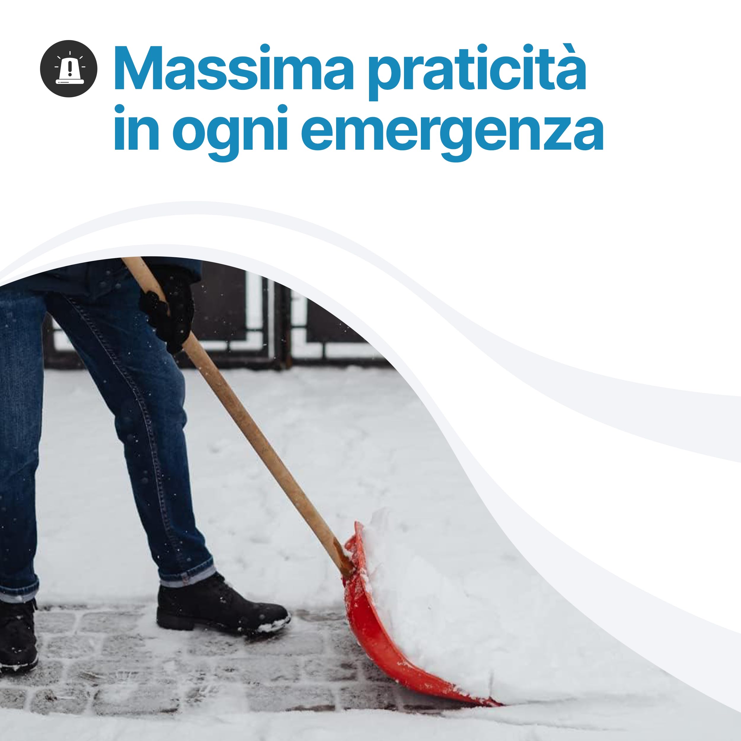 TOMAINO - Pala Da Neve Rossa Multifunzione 9x46x38 cm - Per Neve, Foglie e Altro In Plastica Con Profilo In Alluminio - Pala Singola o con Manico in Legno