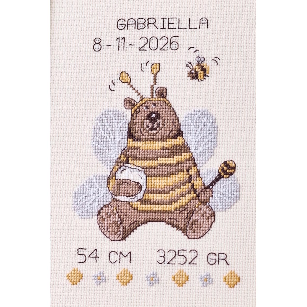 Permin Counted Cross Stitch Kit - Teddybear Bee Sampler