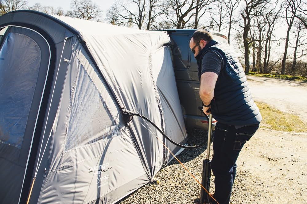 Vango AirBeam, pompa manuale ad alta pressione per tende gonfiabili e tende da sole, manometro integrato, adattatori multipli per un'ampia gamma di gonfiabili, materassini, mobili