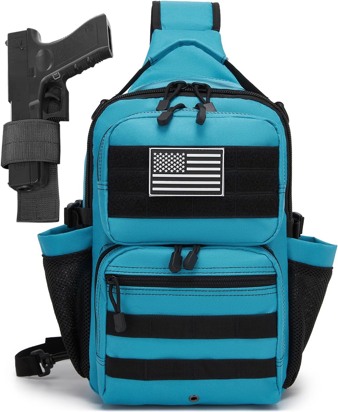 Tactical Sling Backpack Holster Range Shoulder Bag 15L Crossbody Bag Water Bottle Holder Radio Pouch 6 Elastic Slots