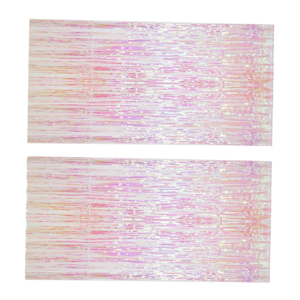 CIMAXIC Glamorous 2 Pack Rain Tinsel Curtains Elegant Birthday Party Tassel Wall Decor Impressive Photo Booth Backdrop