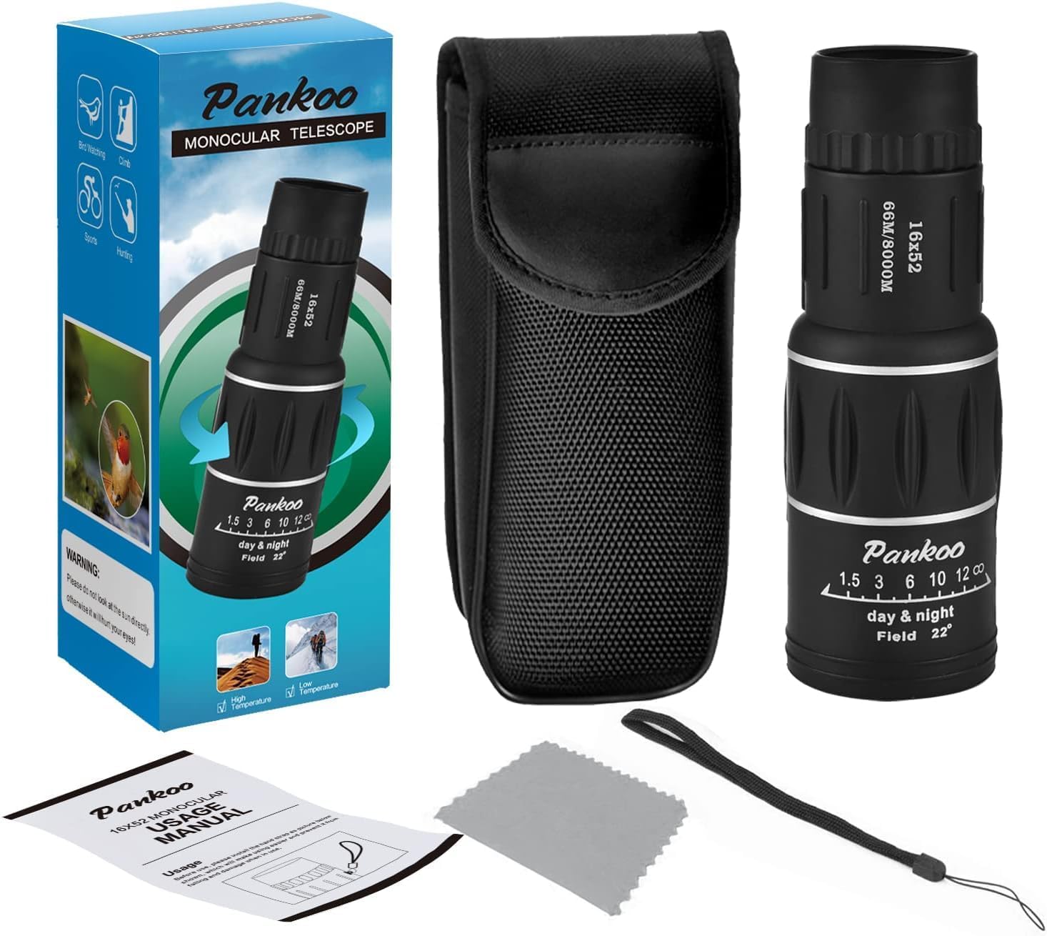 16X52 Monocular Telescope High Powered for Adults, 2025, Power Prism Compact for Adults, HD Scope for Outdoor Activity, Bird Watching, Hiking - Image 7