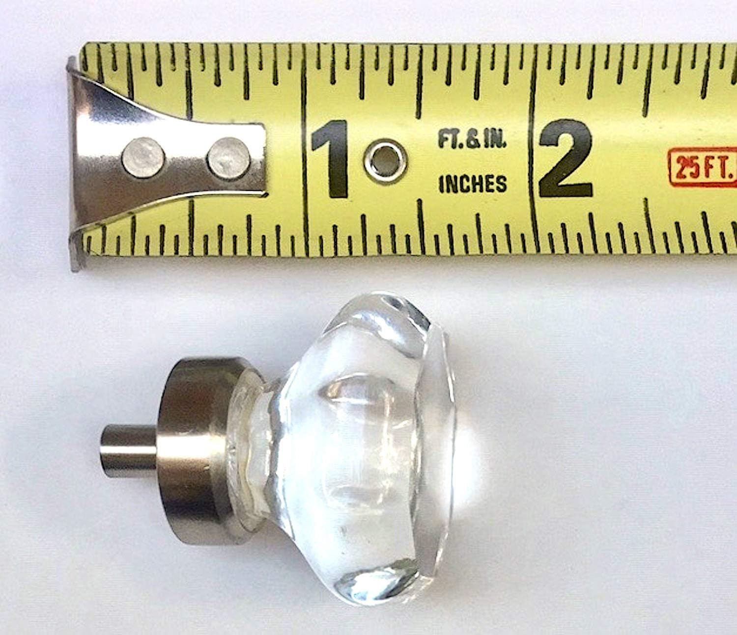 Rousso's Reproduction Knob Pulls 0500-AB4: Clear Glass Knobs on Antique Brass for Bifold/Cabinet/Wardrobe 1-3/8 inch (4 Pack)