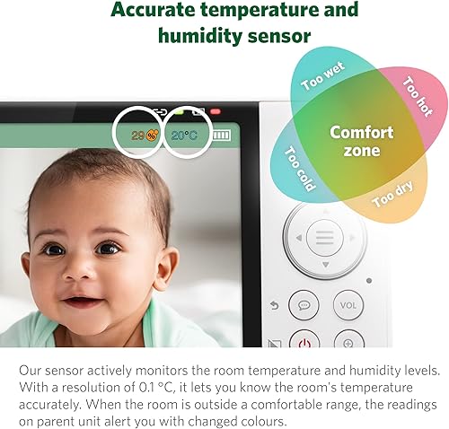 Miniatura 10 de Leap Frog LF925HD - Monitor de bebé de acceso remoto WiFi de 1080p, cámara panorámica e inclinación de 360, zoom 8X, pantalla HD de 5 pulgadas 720p,