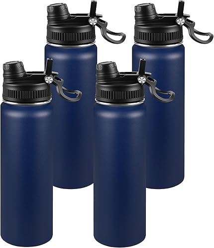 Miniatura 68 de Botella de agua aislada de 22 onzas, tapa 2 en 1 a prueba de fugas (sorbo/pajilla) + asa, botella de acero inoxidable para deportes, viajes, trabajo