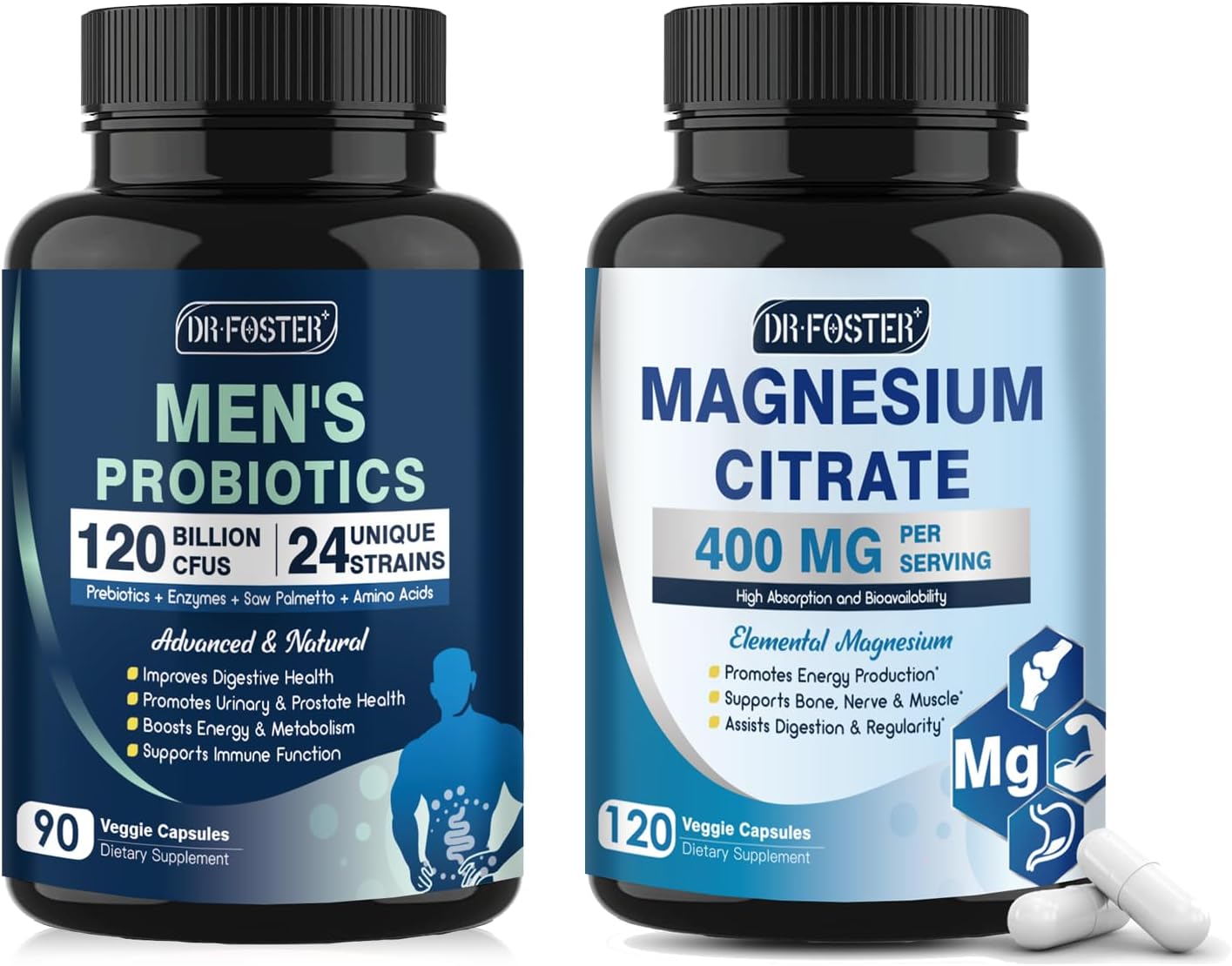 DRFOSTER Probiotics for Men and Magnesium Citrate Capsules