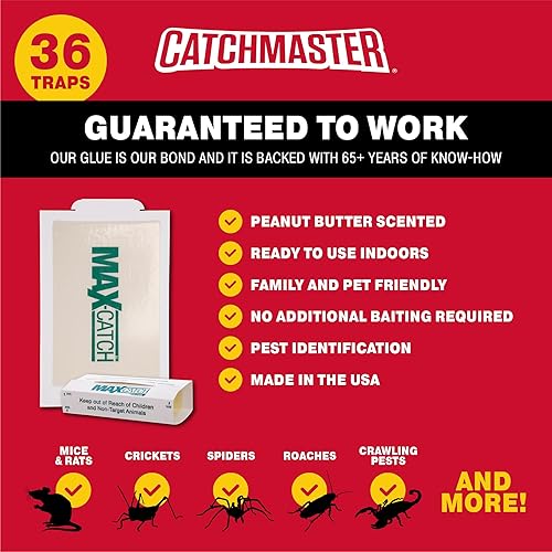 Miniatura 5 de Catchmaster Paquete de tablero de pegamento para ratones y plagas, 36 tablas de pegamento y 6 trampas de pegamento grandes, trampas para ratas y
