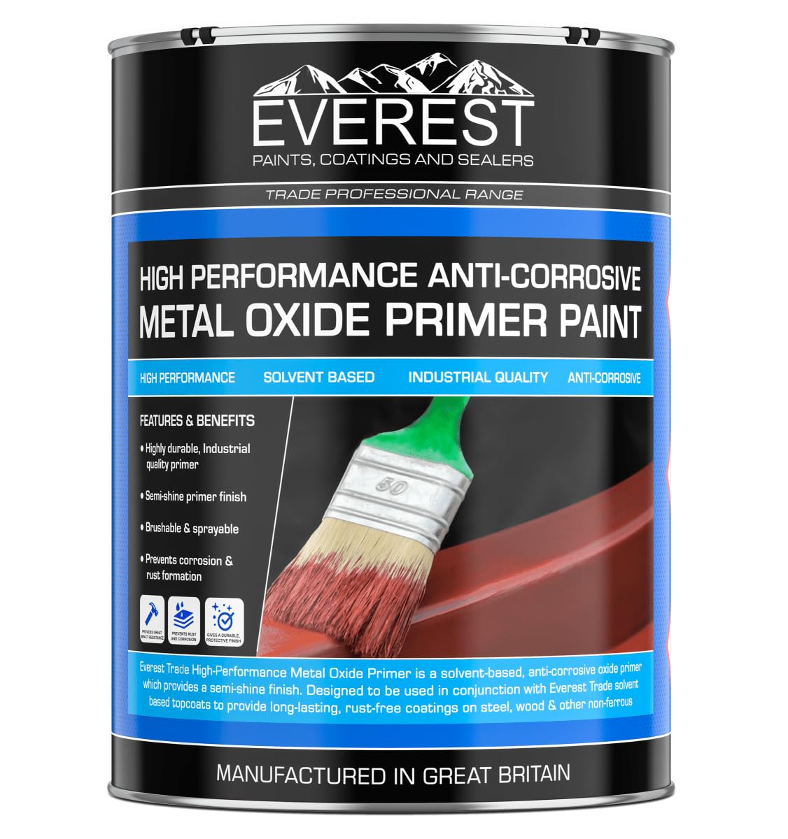 Everest Trade Paints Red Everest Paints - Anti-Corrosive - Metal Oxide Primer Paint - High Performance (, 5 Litre)