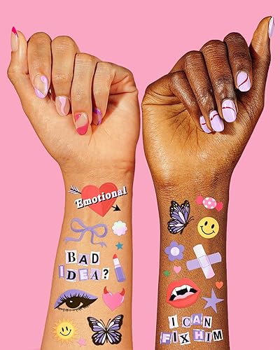 Miniatura 3 de xo, Fetti Tatuajes temporales de cumpleaños de Rock and Roll  Suministros de fiesta de cumpleaños Flower Power, regalos de despedida de soltera