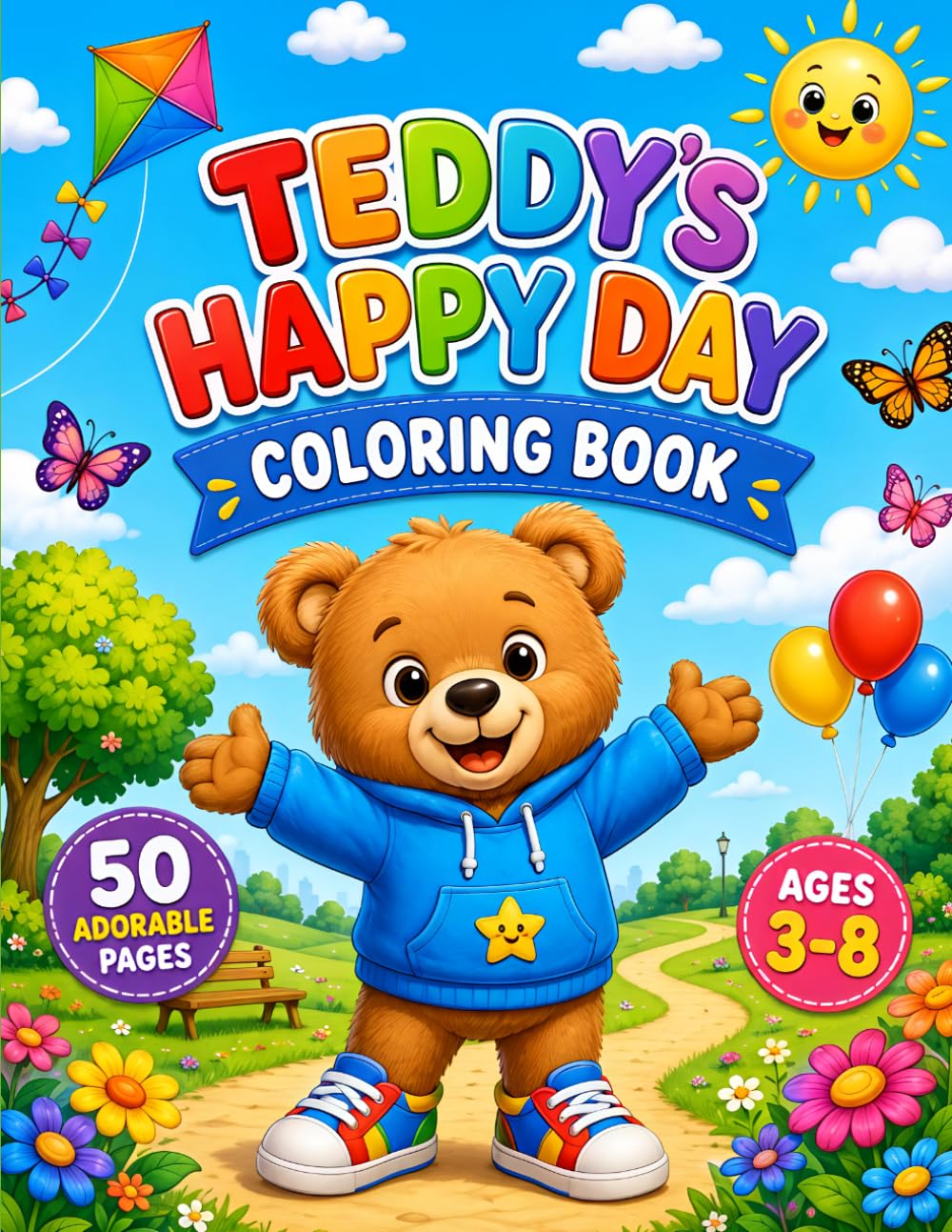 Teddy’s Happy Day Coloring Book for Kids Ages 3-8: Cute and Easy Teddy Bear Adventures: Cute and Easy Teddy Bear Coloring Pages for Toddlers, Preschoolers, and Kids