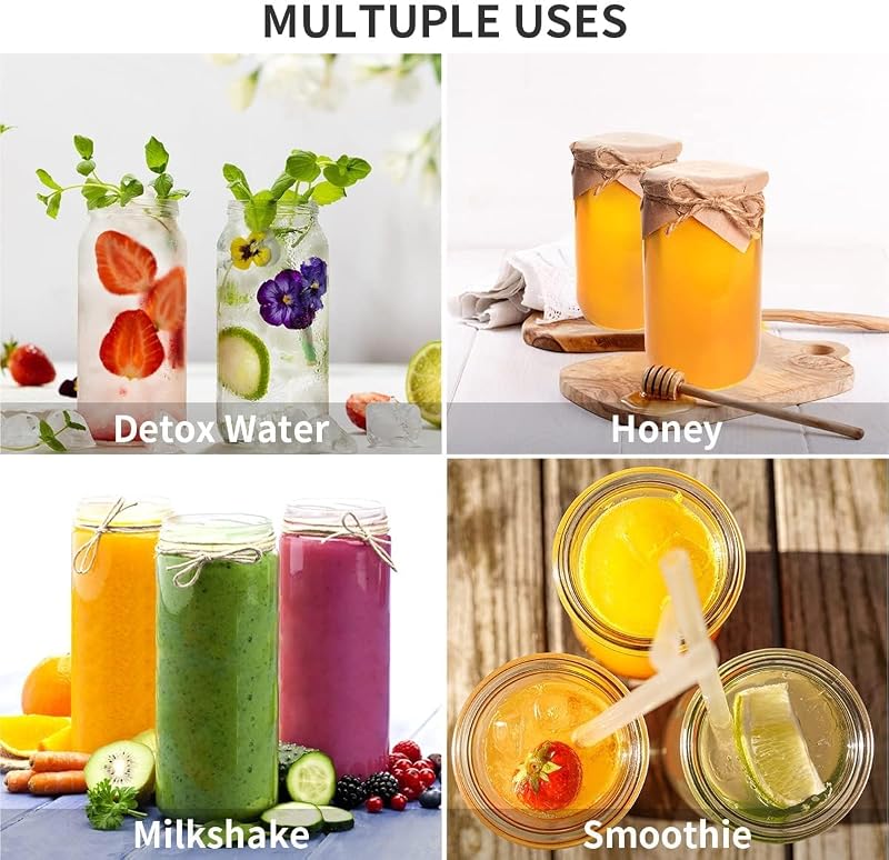 OAMCEG 8 db 500 ml Üveg Palack Szett - Juice Üvegek PP Fedéllel és Szívószálakkal, Mosogatógépben Mosható, Hűtőben Tárolható, Smoothie-hoz é