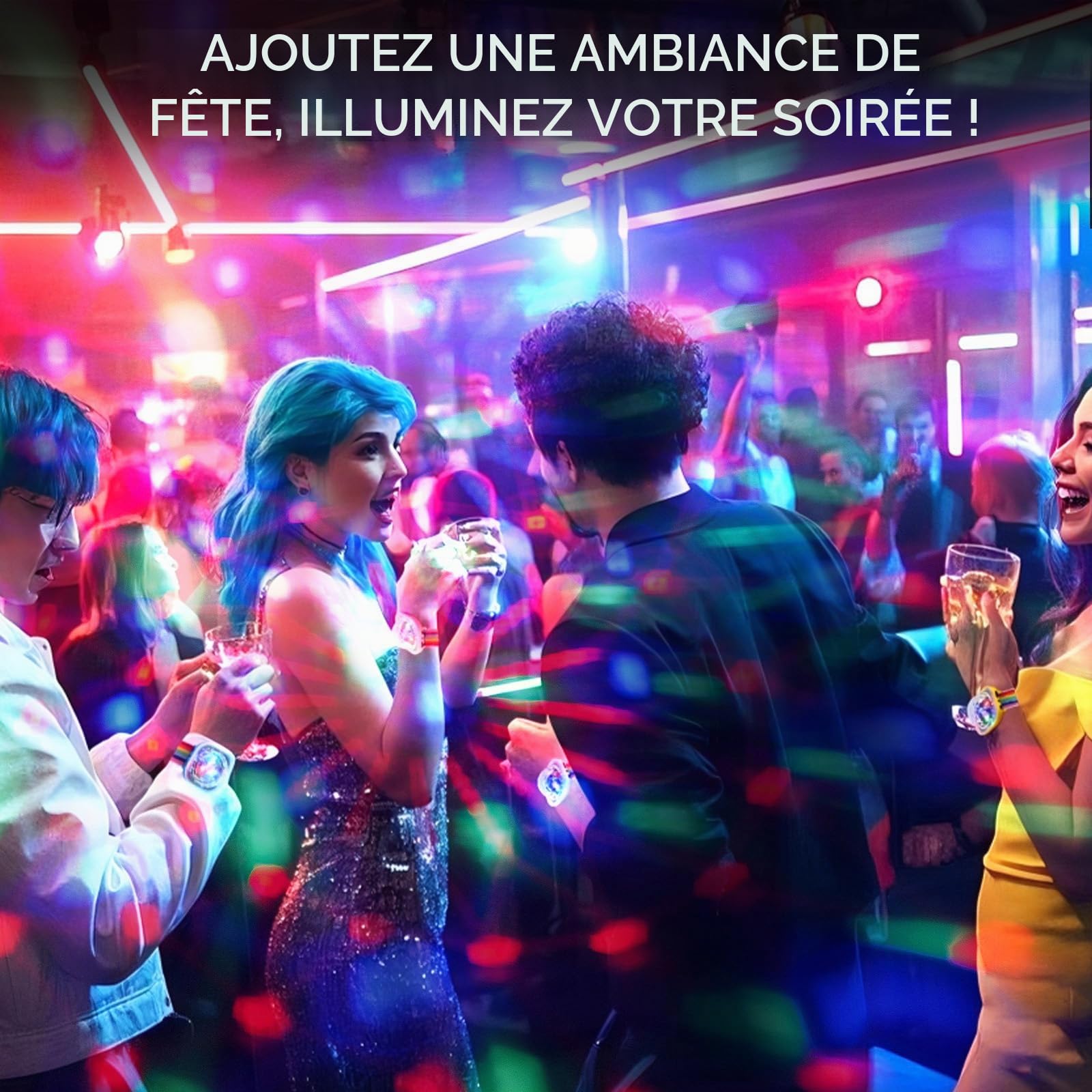 Disco Ball Light Portable Mini Lampe LED Portable Nuit Stroboscope Montre Bracelet USB Charge Vocale Contrôlée avec Ventouse pour Party Voiture Danse DJ Club