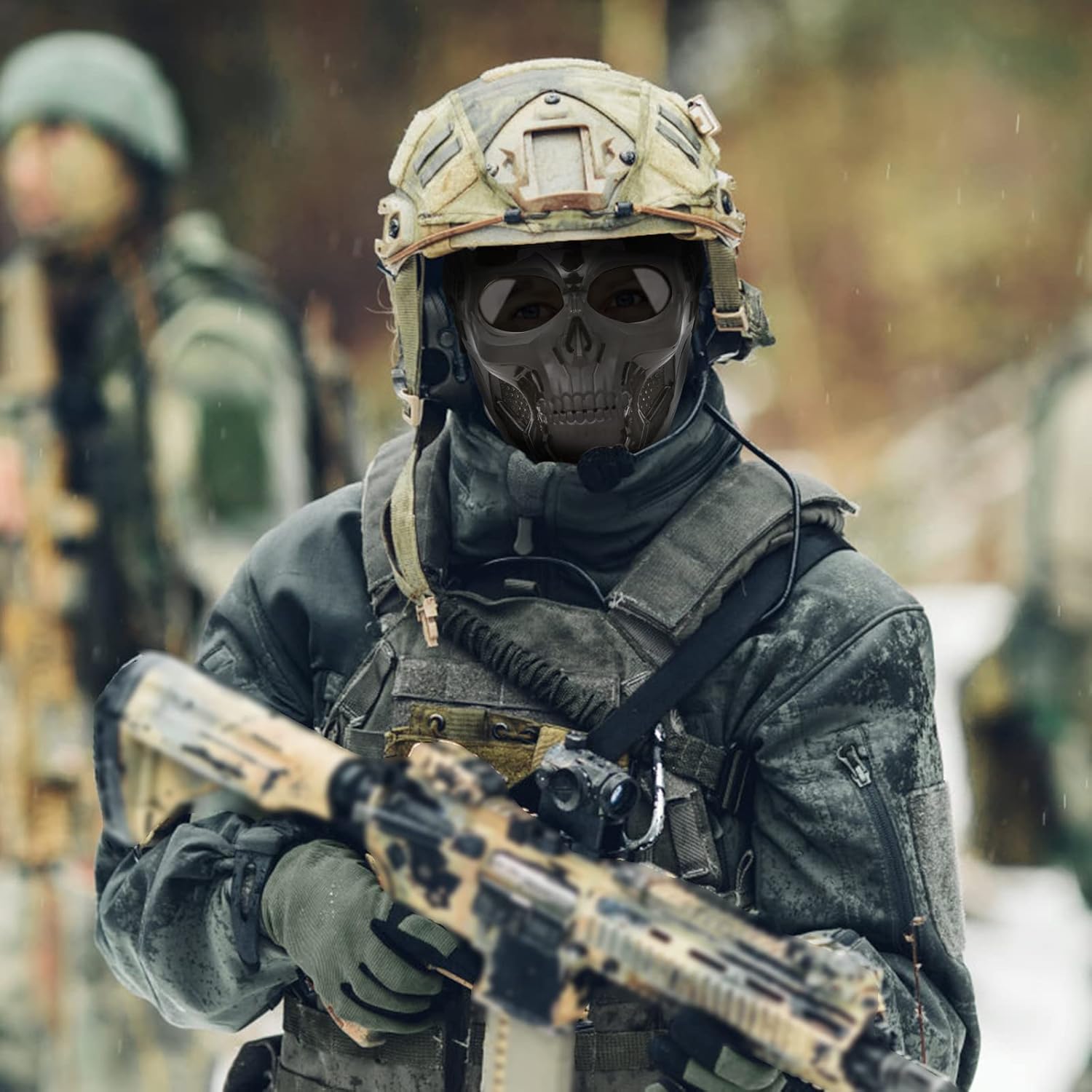 VPZENAR Airsoft Mask Full Face Paintball Mask, Skull Mask for Men Women Cosplay Halloween Mask Clear Lens : Sports & Outdoors