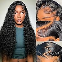Vista 26 de Pelucas de encaje frontal de 13 x 4, cabello humano con cabello de bebé para mujeres negras, 220 % de densidad, encaje frontal transparente HD, onda