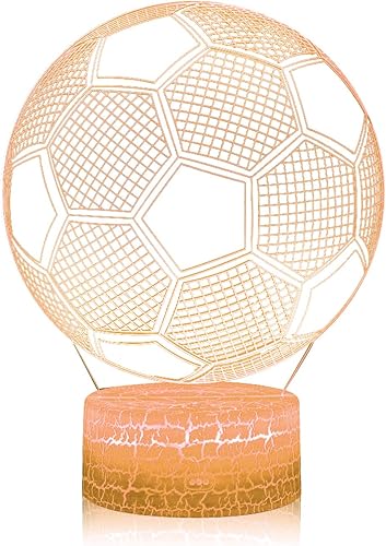 Miniatura 9 de Lámpara de noche de fútbol con ilusión 3D, 16 cambios de color, base de grieta blanca, control remoto, regalos de Navidad, regalos de Navidad,