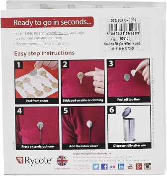 Rycote 065101 Undercover for Lavalier Microphone - Black (Pack of 30)
