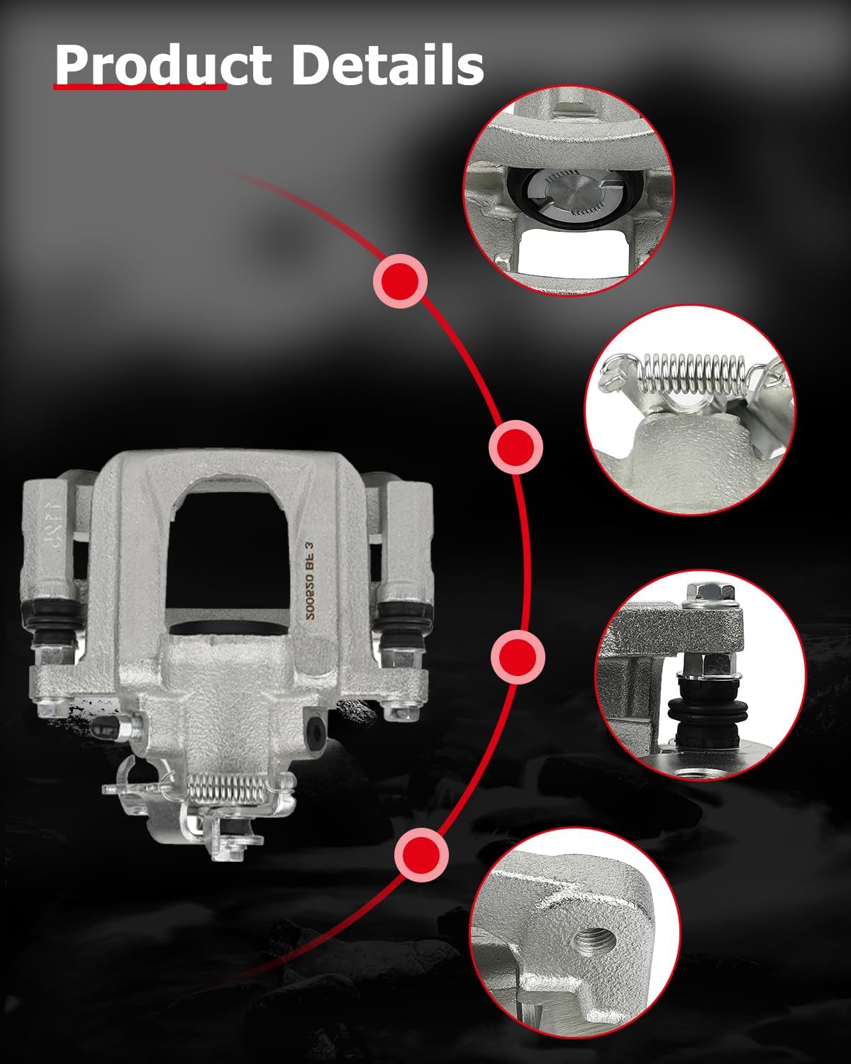 cciyu Front & Rear Brake Calipers Assembly w/Bracket 2008-2012 For Chrysler For Town & Country,2008-2012 For Dodge For Grand Caravan,2009-2012 For Volkswagen For Routan 18B5044 18B5045 18B5081 18B5080