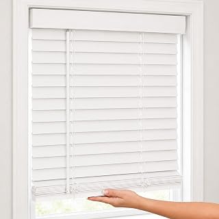 CHICOLOGY 2" Cordless Faux Wood Blinds, Room Darkening Smooth PVC Window Blinds, Cordless Lift, Light Control and Privacy, Inside/Outside Mount, Moisture Resist