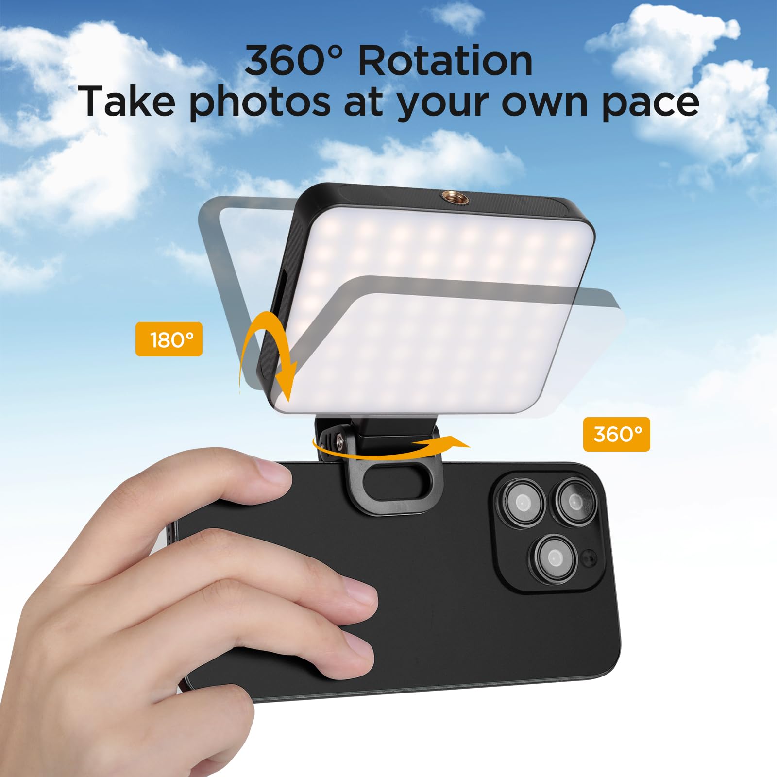 AiQInu Luce per Video 128 LED, 3 modalità di luce video, batterie integrate da 2000Mah, CRI 95+, luce selfie telefono a morsetto, luce per videoconferenza per iPhone, iPad, laptop