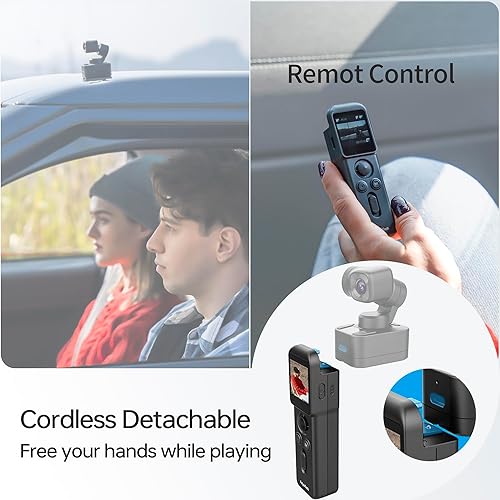 Miniatura 9 de FeiyuTech Kit oficial de bolsillo 3 Kit desmontable de 3 ejes cardán estabilizado cámara de acción, 12MP, 130 FOV, 12.3 pulgadas CMOS, video 4K 60,