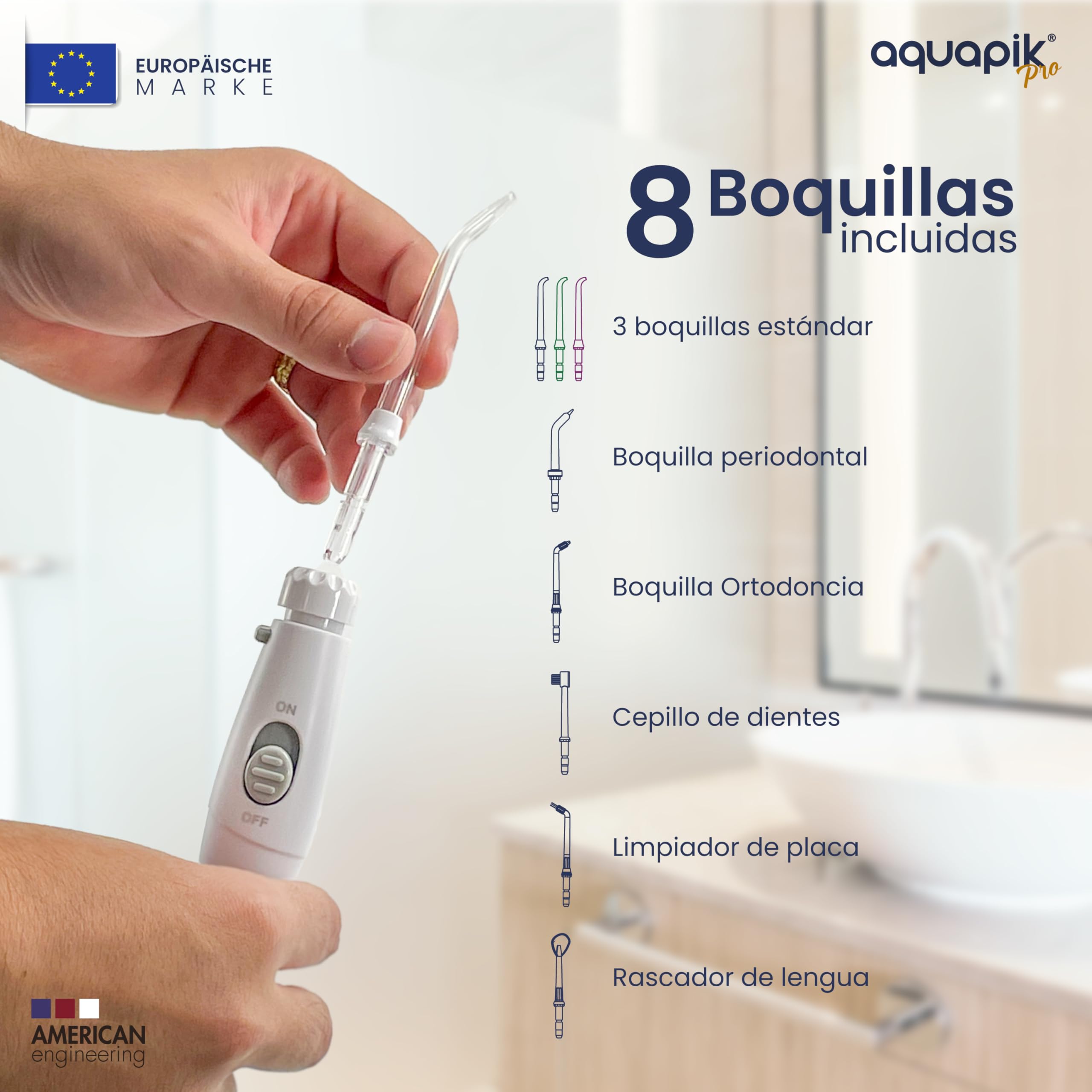 Compra Inteligente: Aquapik® Pro Irrigador dental Sobremesa + Aquapik® Mini en un Pack (Rosa - Blanco)