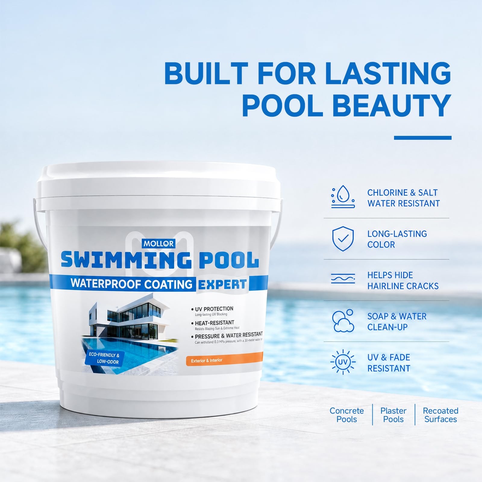 Wasserdichte Acrylfarbe für Schwimmbecken, 5 kg