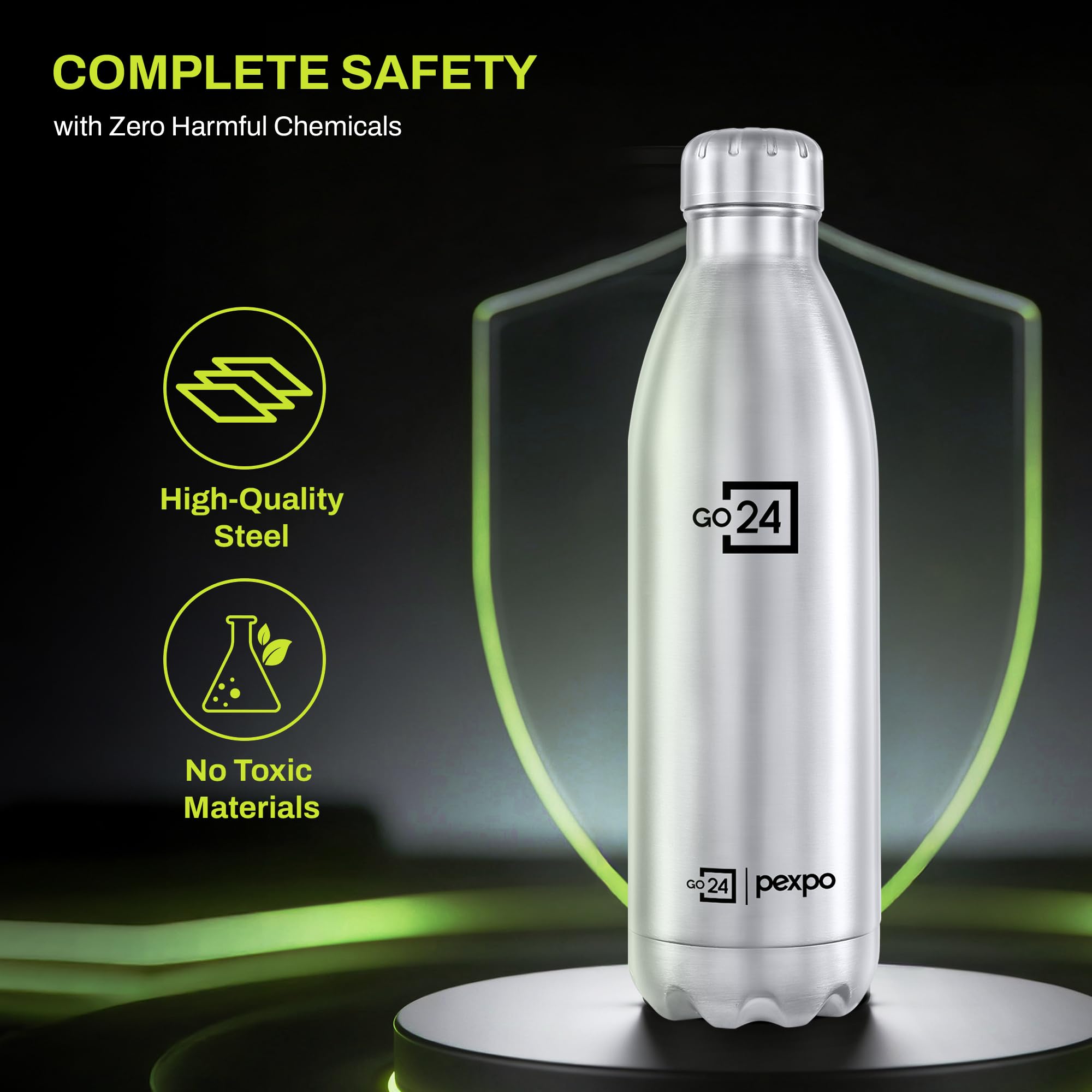 Go24 pexpo Stainless Steel Water Bottle Electro Silver 1750ml 4