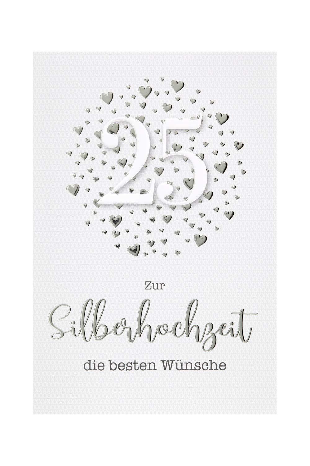 bsb Wedding Card, Greetings Card for Silver Wedding Anniversary, Number 25, Silver Envelope.