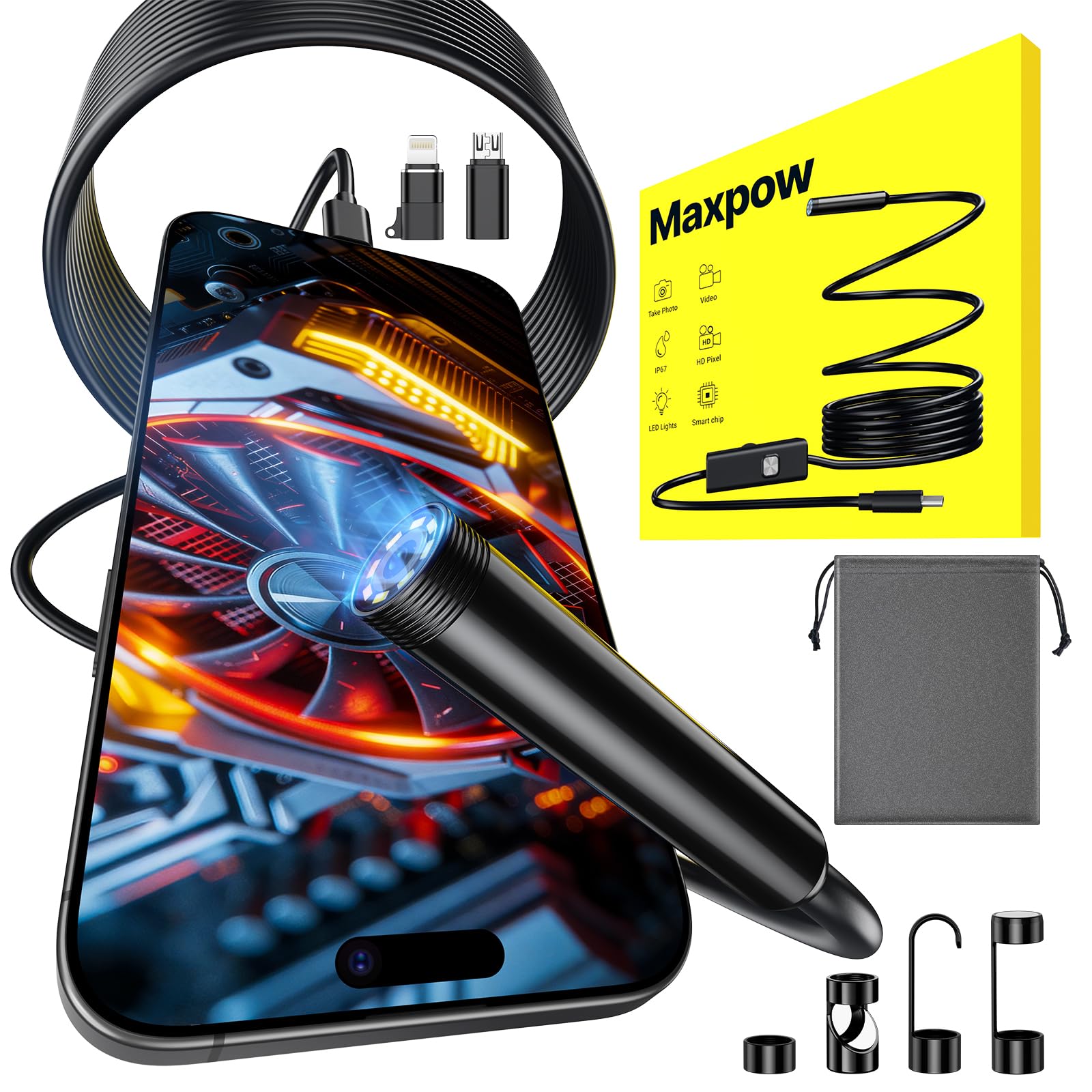 maxpow caméra endoscopique avec