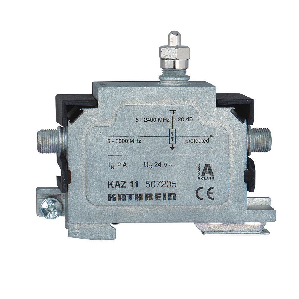 Kathrein KAZ 11 Protezione da sovratensione per ricevitore antenne e unità di distribuzione con attacco F femmina da 5 a 3.000 MHz da 1,2 a 2,0 dB