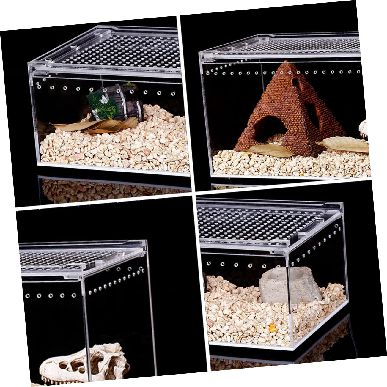 Caja de Cría de Reptiles Transparente de Acrílico sin Montaje | Alimentación de Agua y Comida, Uso para Serpientes y Reptiles, Formato Integral