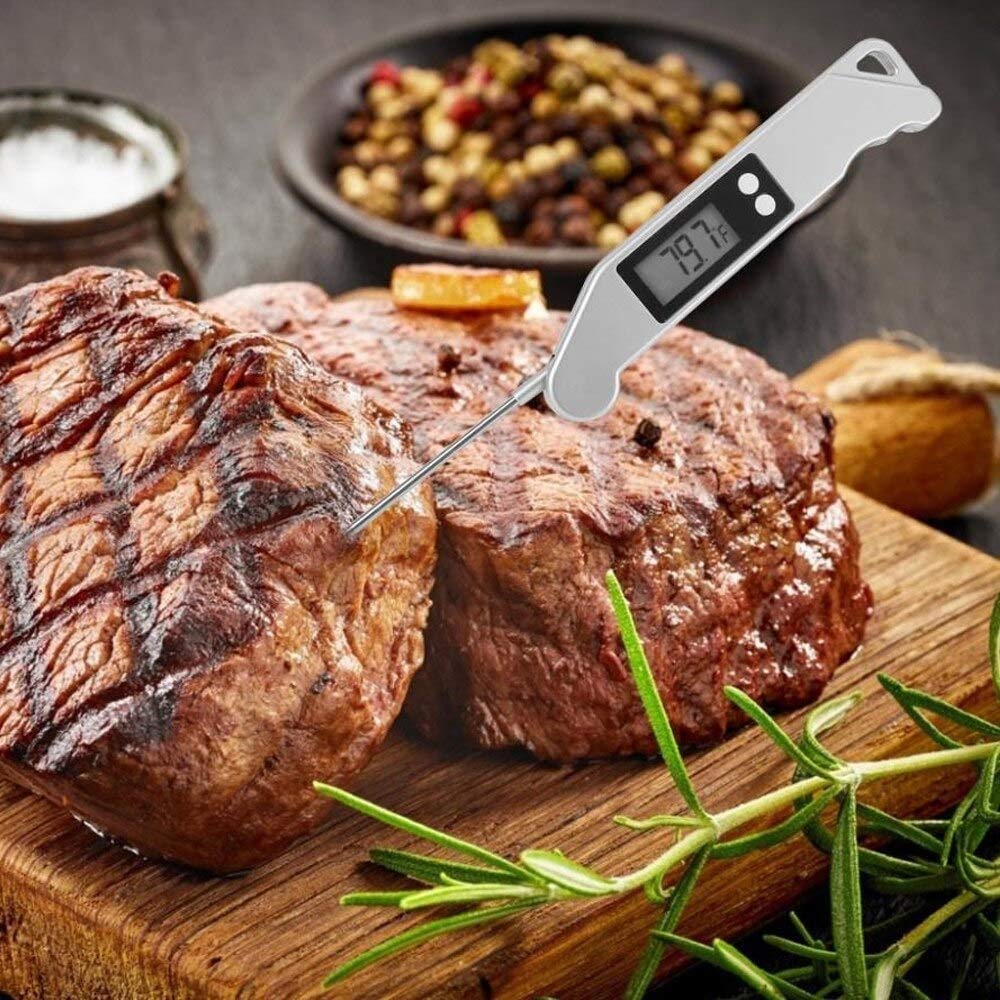Termometr do mięsa, Cyfrowy termometr do mięsa Natychmiastowy odczyt, Termometr do grillowania/pieczenia/cukierków/płynów/oleju Kuchnia z podświetlanym wyświetlaczem LCD