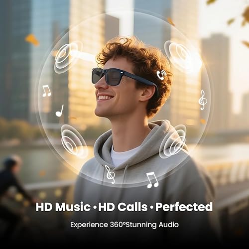 Miniatura 5 de EH95 LLC Lentes inteligentes para hombres y mujeres, lentes de sol polarizados con protección UV con altavoz Bluetooth, control táctil, llamadas