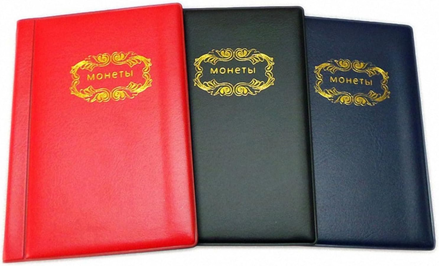 PU Leather Coin Album with 120 Pockets, 10 for Pages 28mm Commemorative, Tokens and Medallions, Black Storage Book