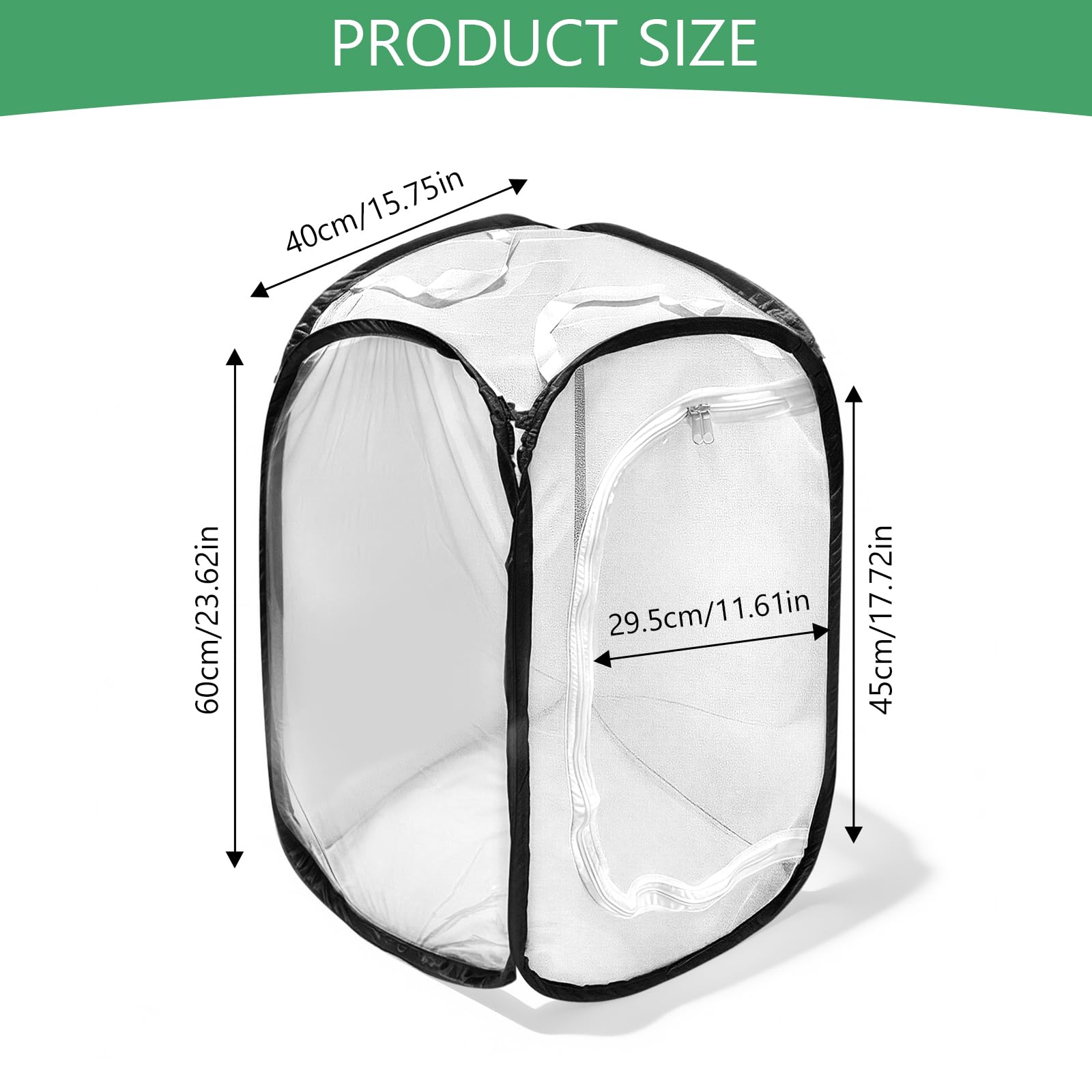 Gabbia per Insetti e Farfalle,Gabbia per Habitat Farfalla, 40×40×60 cm, Terrari Pieghevole in Rete per Piante, Insetti (Nero)