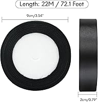 Vista 2 de joycraft Cinta de regalo negra, cinta de Navidad, cinta de envoltura de regalos, 3/4 pulgadas de ancho, cinta de satén de tela de 50 yardas