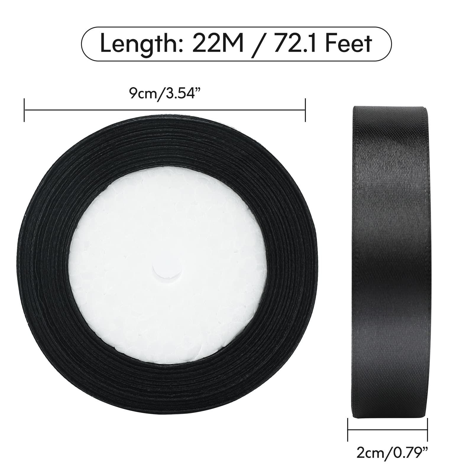 G2PLUS Black Satin Ribbons, 20mm Gift Wrap Ribbon- 44M Halloween Ribbons for Gift Wrapping - Image 2