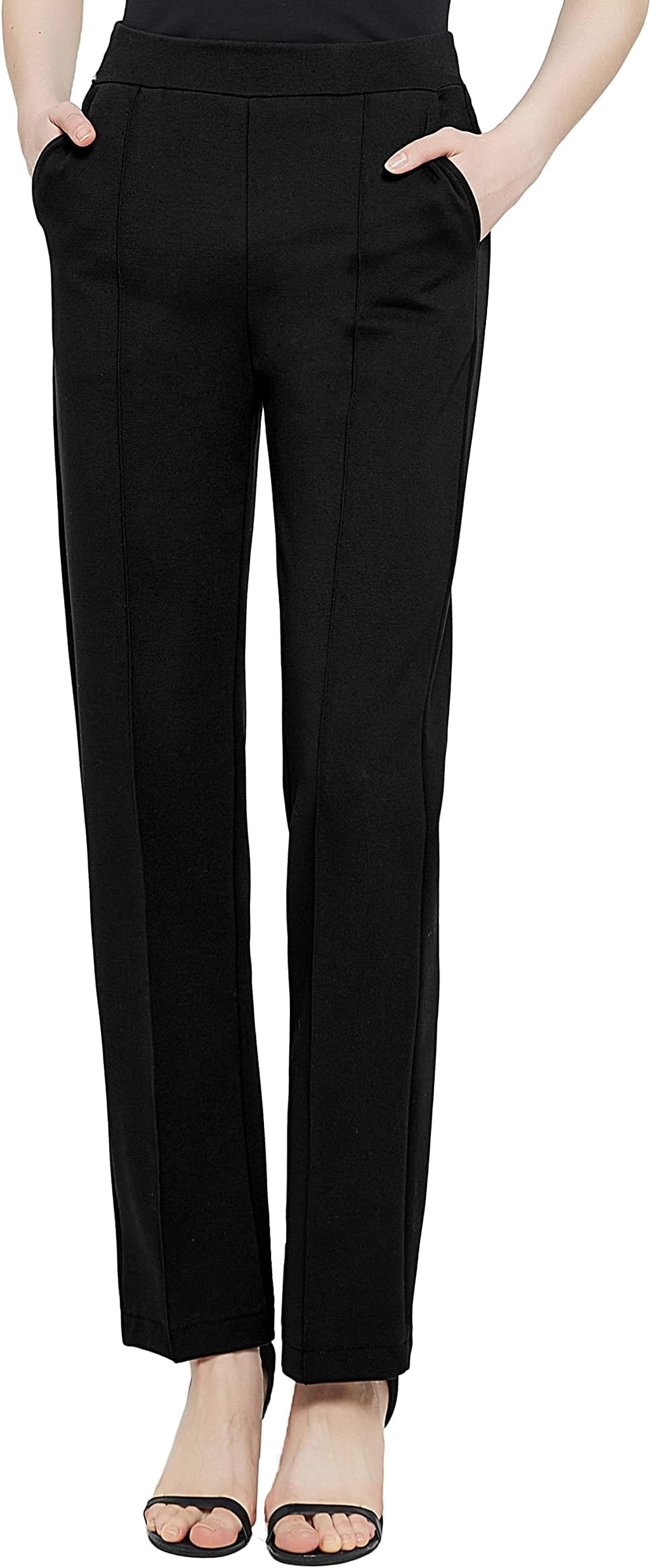 Women's Yoga Dress Pants Stretchy Casual Slacks Straight Leg Work Pants with Pockets