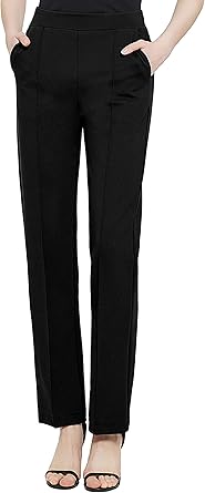 Urban CoCo Womens Yoga Dress Pants Stretchy Casual Slacks Straight Leg Work Pants with Pockets
