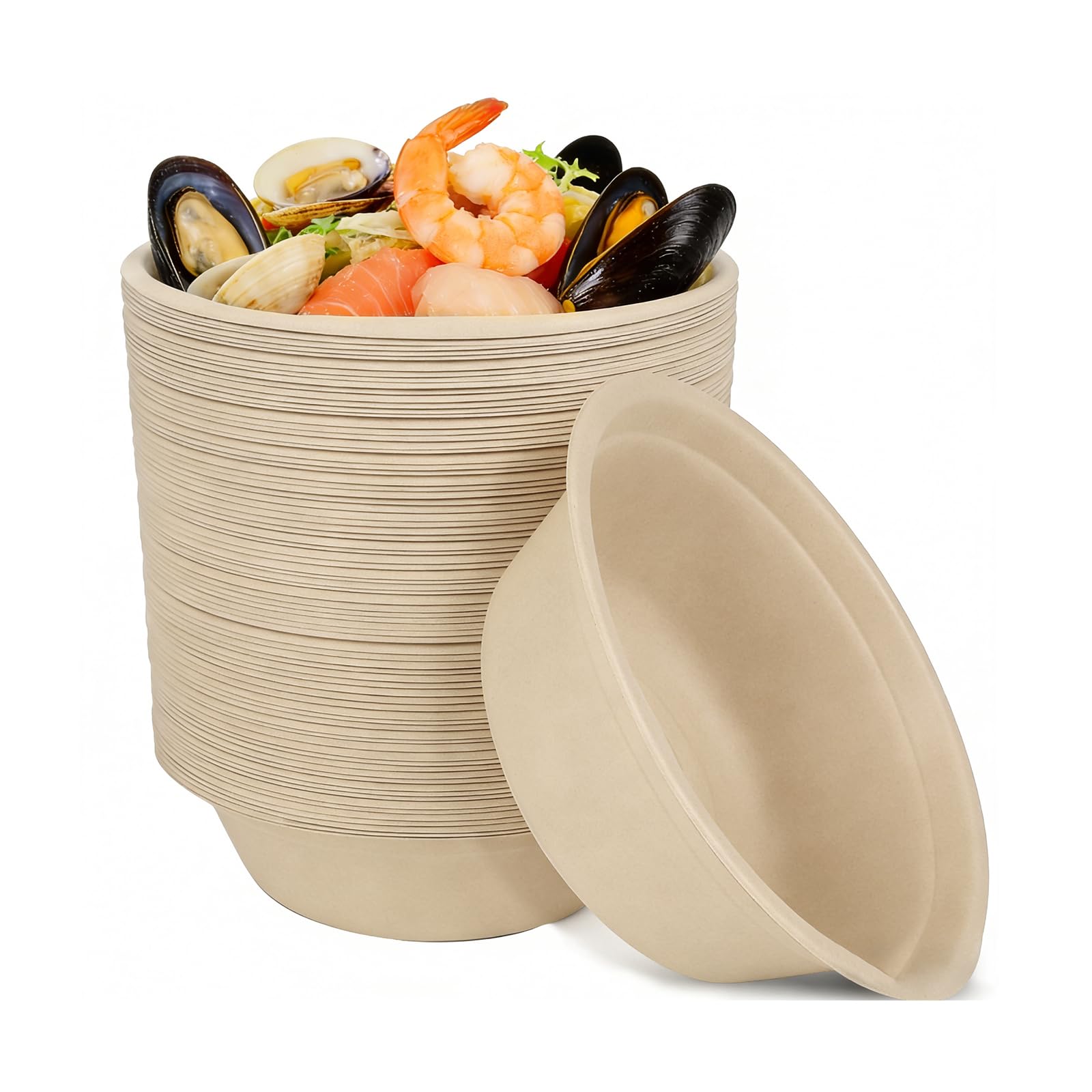 100 Pezzi Ciotole di Carta usa e Getta, 350ml, Resistenti e Stabili, Ciotole per Zuppa, Feste, Picnic Barbecue, Senza Plastica, Adatte per Alimenti Caldi e Freddi