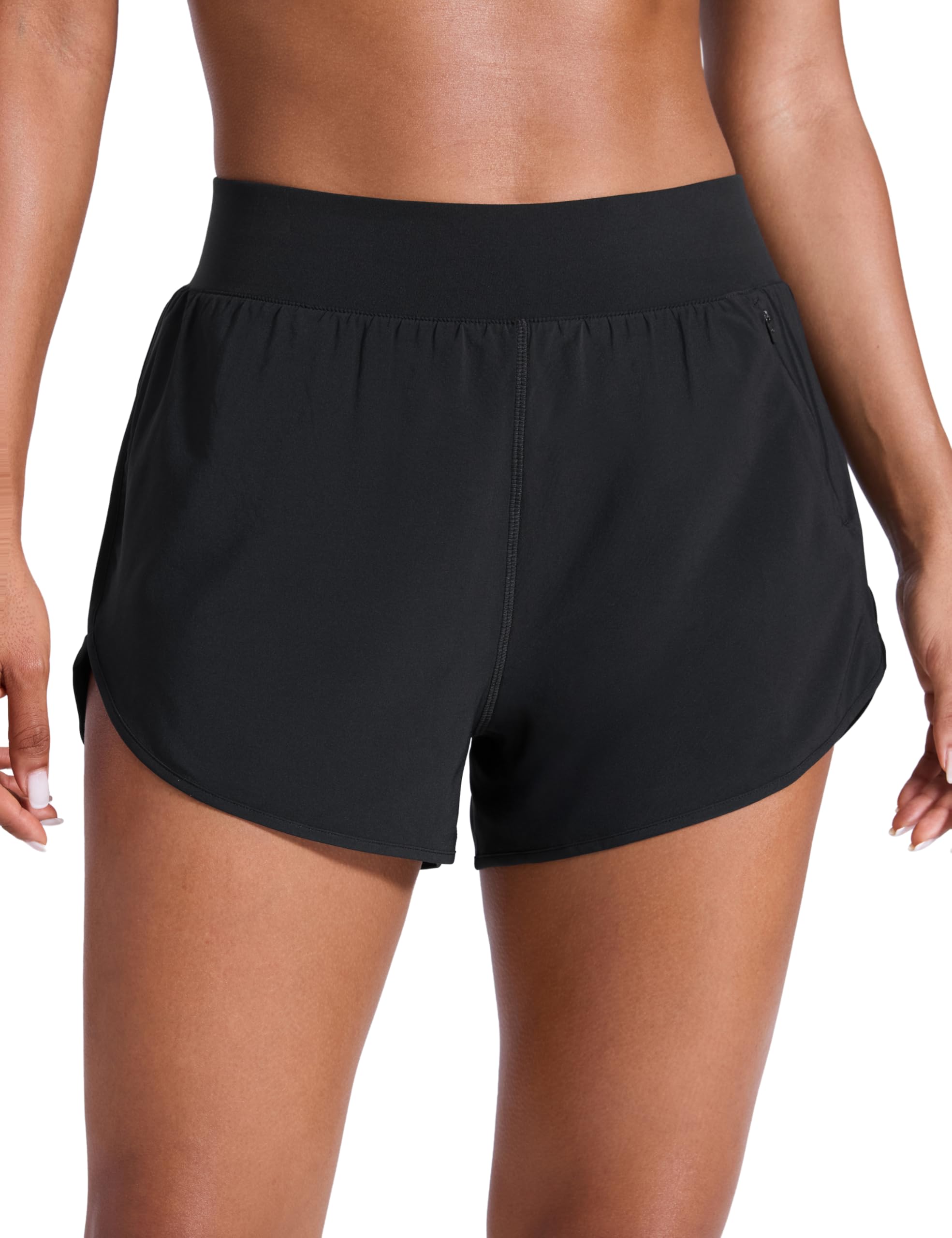 CRZ YOGA Dolphin Flat Waist Athletic Shorts for Women 3 - High Rise Quick Dry for Running Workout