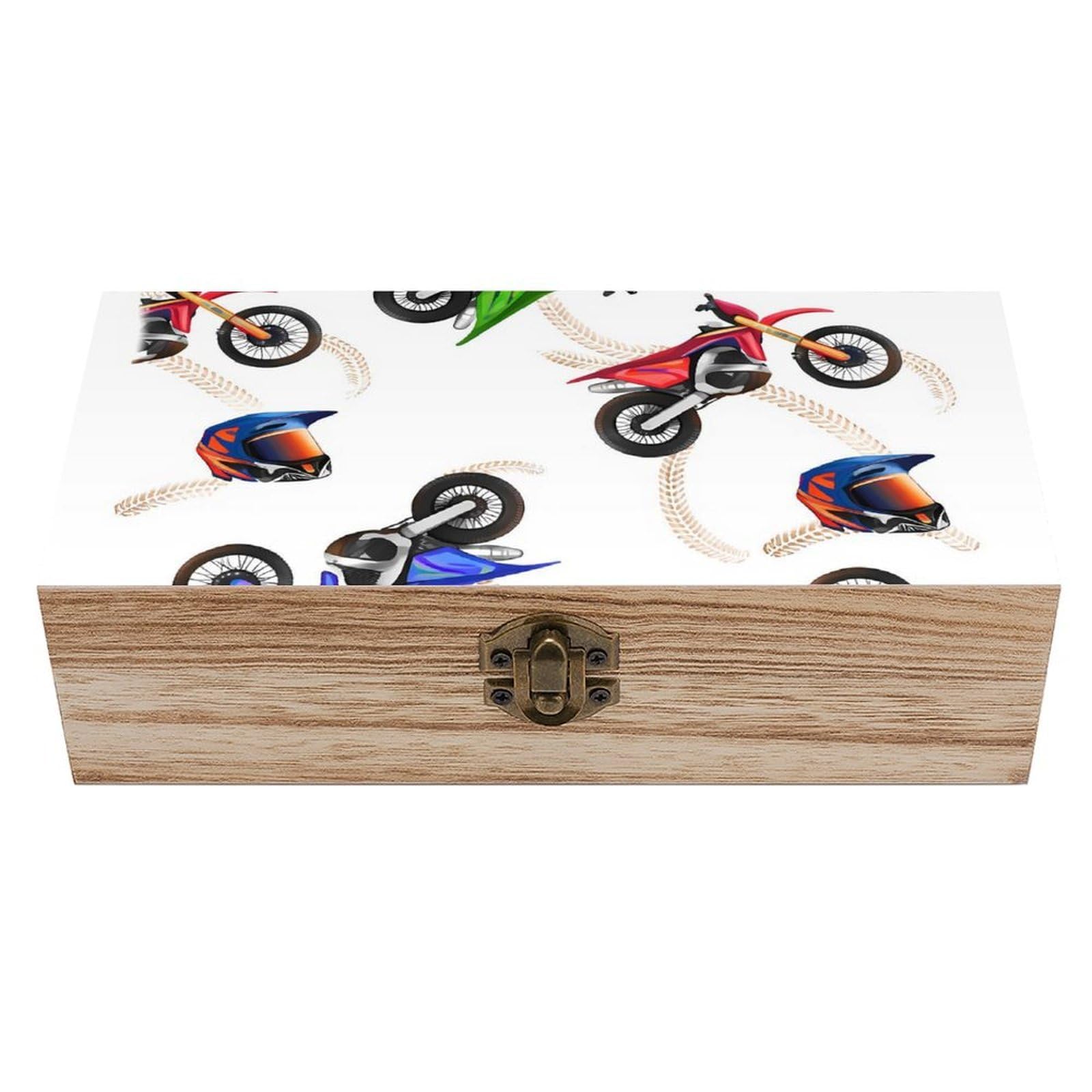 HLBSDM Dirt Bike Motocross Wooden Storage Box