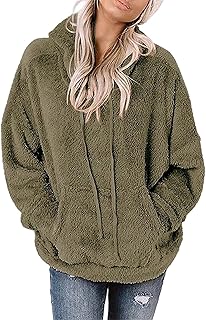 Duohropke Teddy Jacket Women's with Hood, Teddy Fleece Jacket Women's Cuddly Jacket Women's Fluffy Teddy Fleece Jacket Long Cuddly Fleece Jacket Girls Plush Coat Teddy Winter Jacket with Hood Cuddly