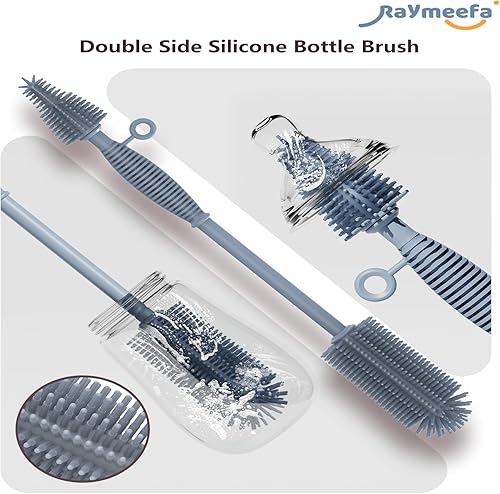 Miniatura 2 de Raymeefa Cepillo de limpieza de doble cara, cepillo suave para cocina, cepillo de limpieza de botellas de silicona reutilizable, limpiador de