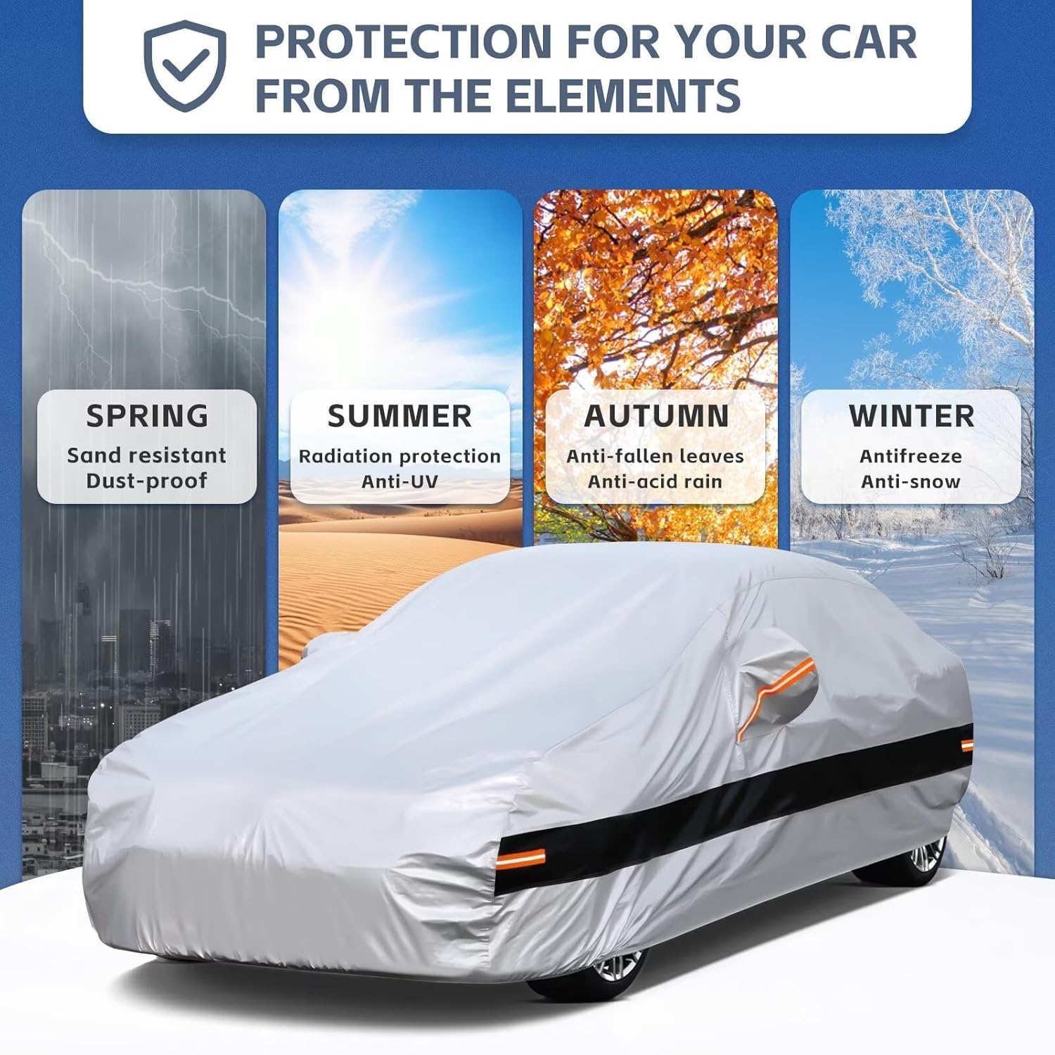 Sedan Car Cover Custom Fit Toyota Camry 1997-2025, Car Cover Waterproof All Weather for Automobiles, Sun Rain Dust UV Protection. (Ships from US Warehouse, Arrive Within 3-7 Days)