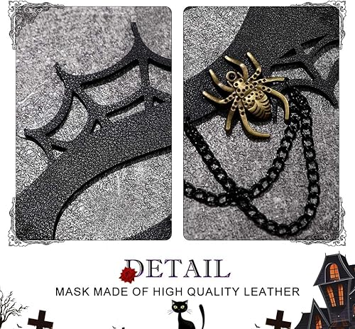 Miniatura 4 de Nicute Máscara de cuero negro para mujer, máscara de calavera para mascarada, máscaras faciales de flores, máscara de Halloween, fiesta de cosplay,