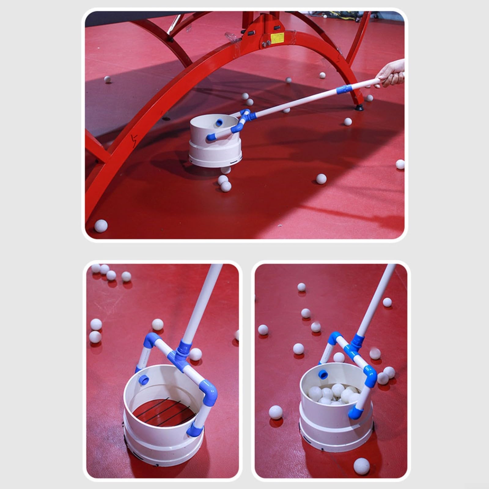 Recupero di palline da ping pong, portatile in plastica con manico staccabile, contenitore multi-angolo per 40 o 80 palline (può contenere 40 palline)