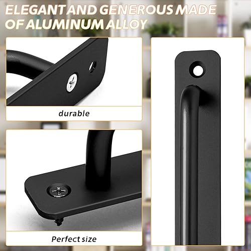 Miniatura 4 de Piutouyar Paquete de 2 manijas de puerta corrediza de granero de aleación de aluminio, manija de puerta central de 7.559 in7.56 pulgadas, tiradores